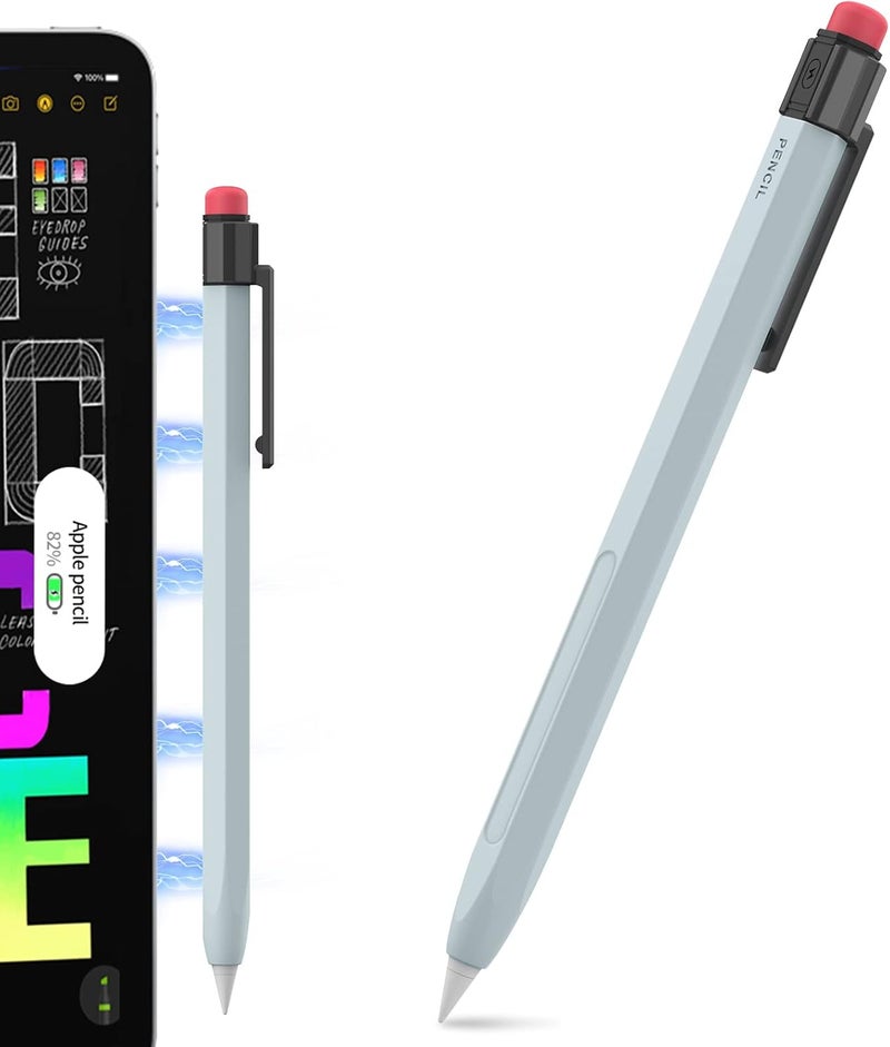 TRONWIN Apple Pencil Pro Case for Apple Pencil 2nd Generation Sleeve Silicone Cover Perfect Grip Skin Classic Design with Sturdy Clip Compatible with Apple Pencil 2 for ipad pro (Sky Blue) - Image 1